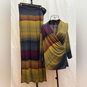 344 - New Directions Multicolor Striped Wide Leg Pants Set